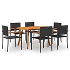 vidaXL Garden Dining Set 7 Piece Black Outdoor Furniture Patio