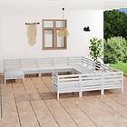 vidaXL Solid Pinewood Garden Lounge Set 12 Piece White Wooden Outdoor Sofa