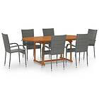 vidaXL Garden Dining Set 7 Piece Grey Poly Rattan Outdoor Patio Furniture