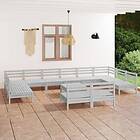 vidaXL Solid Pinewood Garden Lounge Set 13 Piece White Wooden Outdoor Sofa