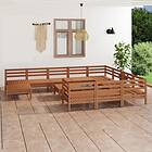 vidaXL Solid Pinewood Garden Lounge Set 12 Piece Honey Brown Outdoor Sofa Seat