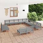 vidaXL Solid Pinewood Garden Lounge Set 13 Piece Grey Outdoor Sofa Seat
