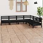 vidaXL Solid Pinewood Garden Lounge Set 6 Piece Black Patio Pallet Sofa