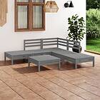 vidaXL Solid Pinewood Garden Lounge Set 6 Piece Grey Wooden Patio Sofa Seating