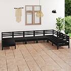vidaXL Solid Pinewood Garden Lounge Set 8 Piece Black Outdoor Pallet Sofa