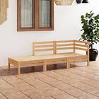 vidaXL Solid Pinewood Garden Lounge Set 3 Piece Outdoor Seating Sectional Sofa