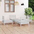 vidaXL Solid Pinewood Garden Lounge Set 5 Piece White Outdoor Seating Sofa