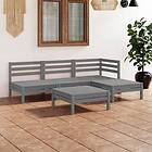 vidaXL Solid Pinewood Garden Lounge Set 5 Piece Grey Wooden Patio Sofa Seating