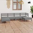 vidaXL Solid Pinewood Garden Lounge Set 6 Piece Grey Patio Pallet Sofa