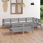 vidaXL Solid Pinewood Garden Lounge Set 7 Piece Grey Wooden Patio Sofa Seating