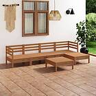 vidaXL Solid Pinewood Garden Lounge Set 6 Piece Honey Brown Patio Sofa Seating
