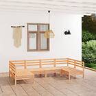 vidaXL Solid Pinewood Garden Lounge Set 6 Piece Wooden Outdoor Sofa Seats Brown