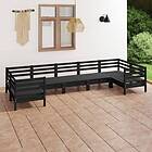 vidaXL Solid Pinewood Garden Lounge Set 7 Piece Black Outdoor Pallet Sofa