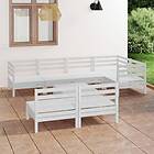 vidaXL Solid Pinewood Garden Lounge Set 8 Piece White Wooden Sofa Seating