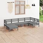 vidaXL Solid Pinewood Garden Lounge Set 6 Piece Grey Outdoor Sofa Seat