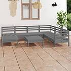 vidaXL Solid Pinewood Garden Lounge Set 8 Piece Grey Outdoor Pallet Sofa