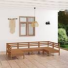 vidaXL Solid Pinewood Garden Lounge Set 6 Piece Honey Brown Outdoor Sofa Seat