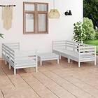 vidaXL Solid Pinewood Garden Lounge Set 7 Piece White Outdoor Seating Sofa