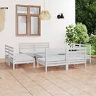 vidaXL Solid Pinewood Garden Lounge Set 9 Piece White Outdoor Seating Sofa