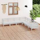 vidaXL Solid Pinewood Garden Lounge Set 7 Piece White Outdoor Sofa Seat