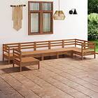 vidaXL Solid Pinewood Garden Lounge Set 7 Piece Honey Brown Patio Sofa Seating