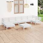 vidaXL Solid Pinewood Garden Lounge Set 8 Piece White Outdoor Pallet Sofa