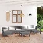 vidaXL Solid Pinewood Garden Lounge Set 8 Piece Grey Wooden Outdoor Sofa Seat