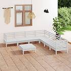 vidaXL Solid Pinewood Garden Lounge Set 8 Piece White Outdoor Sofa Seat