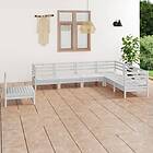 vidaXL Solid Pinewood Garden Lounge Set 7 Piece White Wooden Pallet Sofa