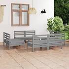 vidaXL Solid Pinewood Garden Lounge Set 8 Piece Grey Outdoor Seating Sofa