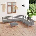 vidaXL Solid Pinewood Garden Lounge Set 8 Piece Grey Outdoor Sofa Seat