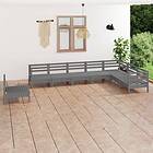 vidaXL Solid Pinewood Garden Lounge Set 8 Piece Grey Wooden Pallet Sofa