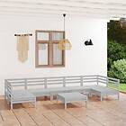 vidaXL Solid Pinewood Garden Lounge Set 8 Piece White Wooden Outdoor Sofa Seat