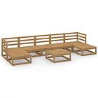 vidaXL Solid Pinewood Garden Lounge Set 8 Piece Wooden Furniture Sofa Brown