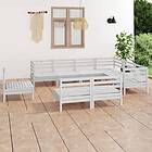 vidaXL Solid Pinewood Garden Lounge Set 9 Piece White Wooden Pallet Sofa