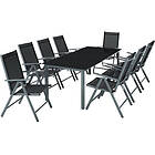 TecTake (dark grey) Garden Table and chairs furniture set 8+1 Grey