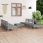 vidaXL Solid Pinewood Garden Lounge Set 9 Piece Grey Outdoor Seating Sofa