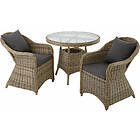 Rattan garden furniture set Zurich with 2 armchairs and table nature Cream