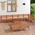 vidaXL Solid Pinewood Garden Lounge Set 9 Piece Honey Brown Outdoor Sofa