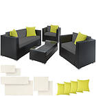 TecTake (black) Rattan garden furniture set Munich sofa, rattan sofa grey