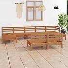 vidaXL Solid Pinewood Garden Lounge Set 9 Piece Honey Brown Pallet Sofa