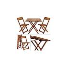 Balcony Set 3-piece Acacia Wood 2x Folding Chair 1 Table 60x60cm Foldable Garden Furniture Bistro Seating Group