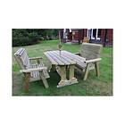 Churnet Ergo Table Bench Set Sits 4, wooden garden dining furniture