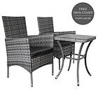 Jardí Set Rattan 3PC Outdoor Garden Chair Table Patio Dining Balcony Grey
