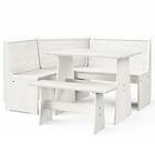 vidaXL Solid Wood Pine Dining Set 3 Piece White Wooden Dinner Seat Seating