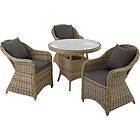 Rattan garden furniture set Zurich with 3 armchairs and table nature Cream