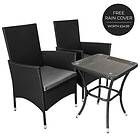 Jardí Set Rattan 3PC Outdoor Garden Chair Table Patio Dining Balcony Black