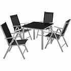 TecTake (silver/gray) Garden Table and chairs furniture set 4+1 outdoor table chairs, garden set, patio silver/gray
