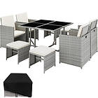 Rattan garden furniture set Bilbao 4+4+1 with protective cover, variant 2 light grey Grey