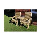 Churnet Valley Ergonomical Set, wooden garden love seat, chair set Straight